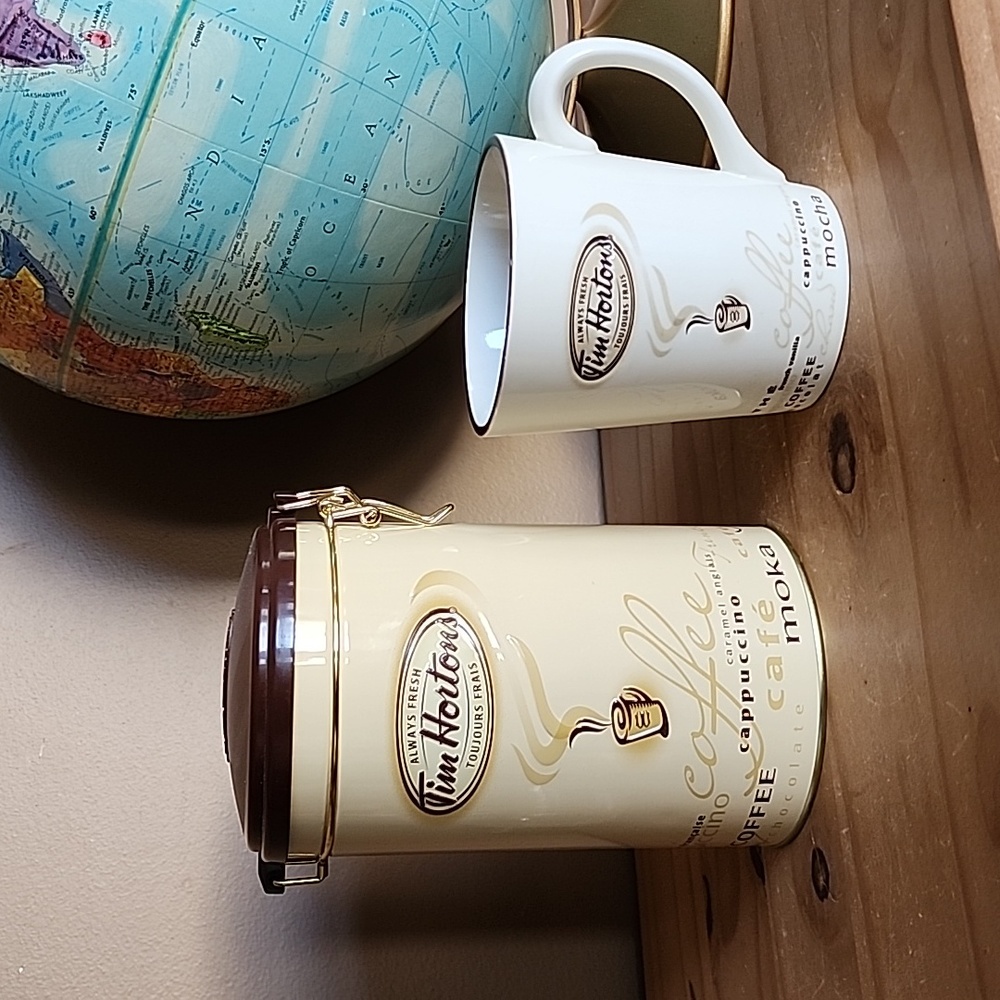 Tim Horton's Limited Edition 2005 coffee mug and matching tin